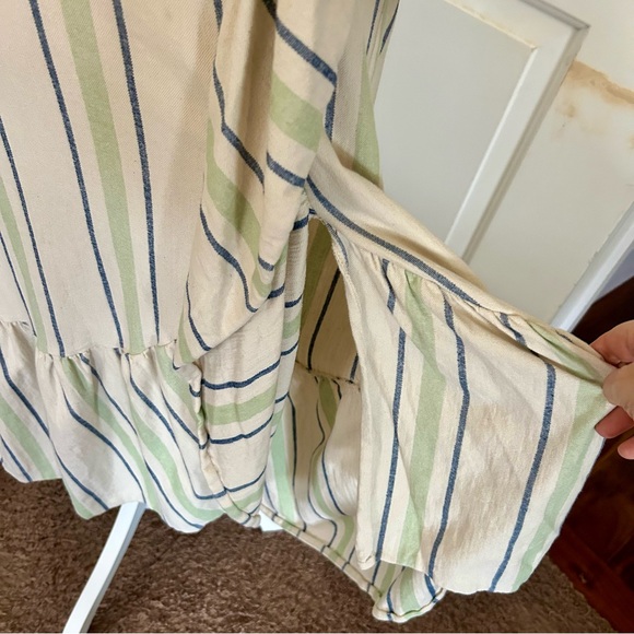 ZARA Casual Summer Striped Sleeveless Linen Maxi Dress / Size Medium - Picture 5 of 11